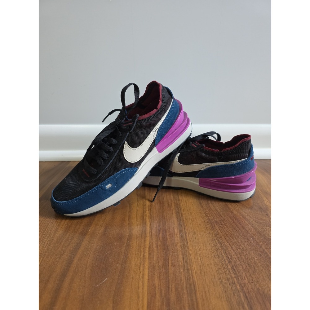 Nike Waffle One Shoes Women 8 Black Maroon Blue Purple NEW Sneakers DC2533-001